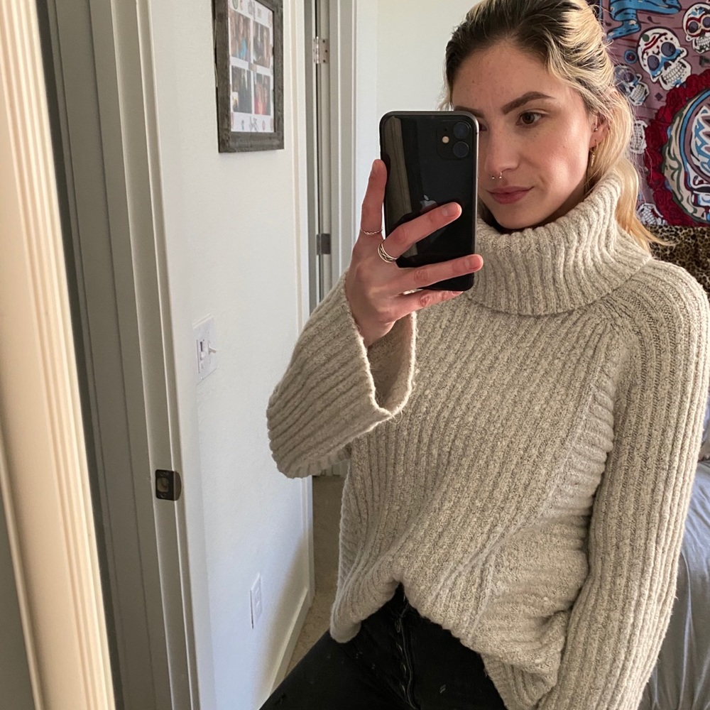 Silver Grey Turtleneck Sweater